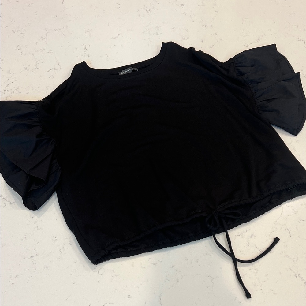 Adrianna Papell Black Blouse with Ruffled Sleeves